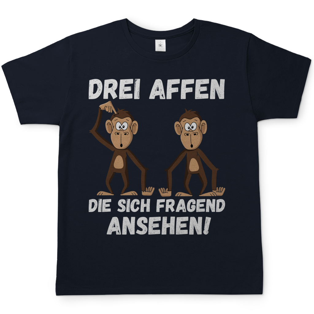 Drei Affen die sich fragend ansehen! - Herren T-Shirt Navy