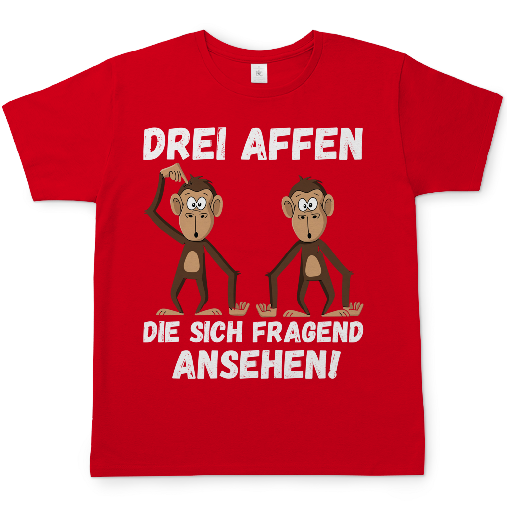 Drei Affen die sich fragend ansehen! - Herren T-Shirt Red