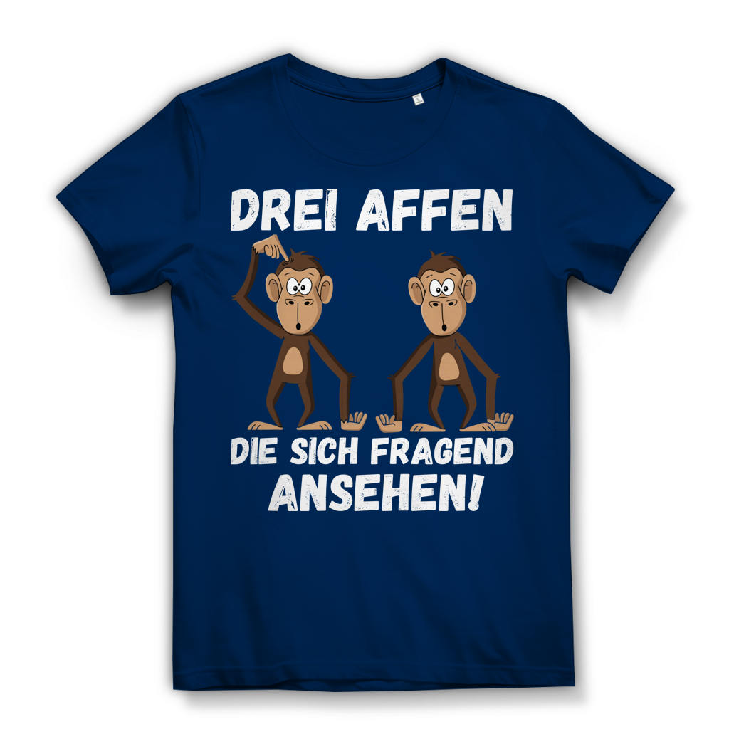 Drei Affen die sich fragend ansehen! - Damen Premium Bio T-Shirt Navy