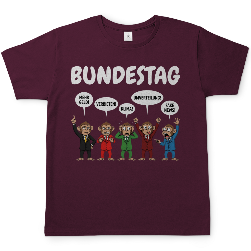 Bundestag voller Affen - Herren T-Shirt Burgundy