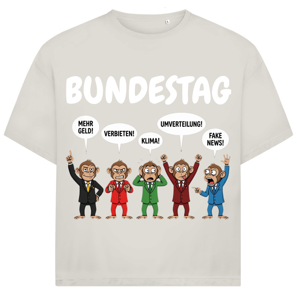 Bundestag voller Affen - Jack and Jones Oversize T-Shirt Egret