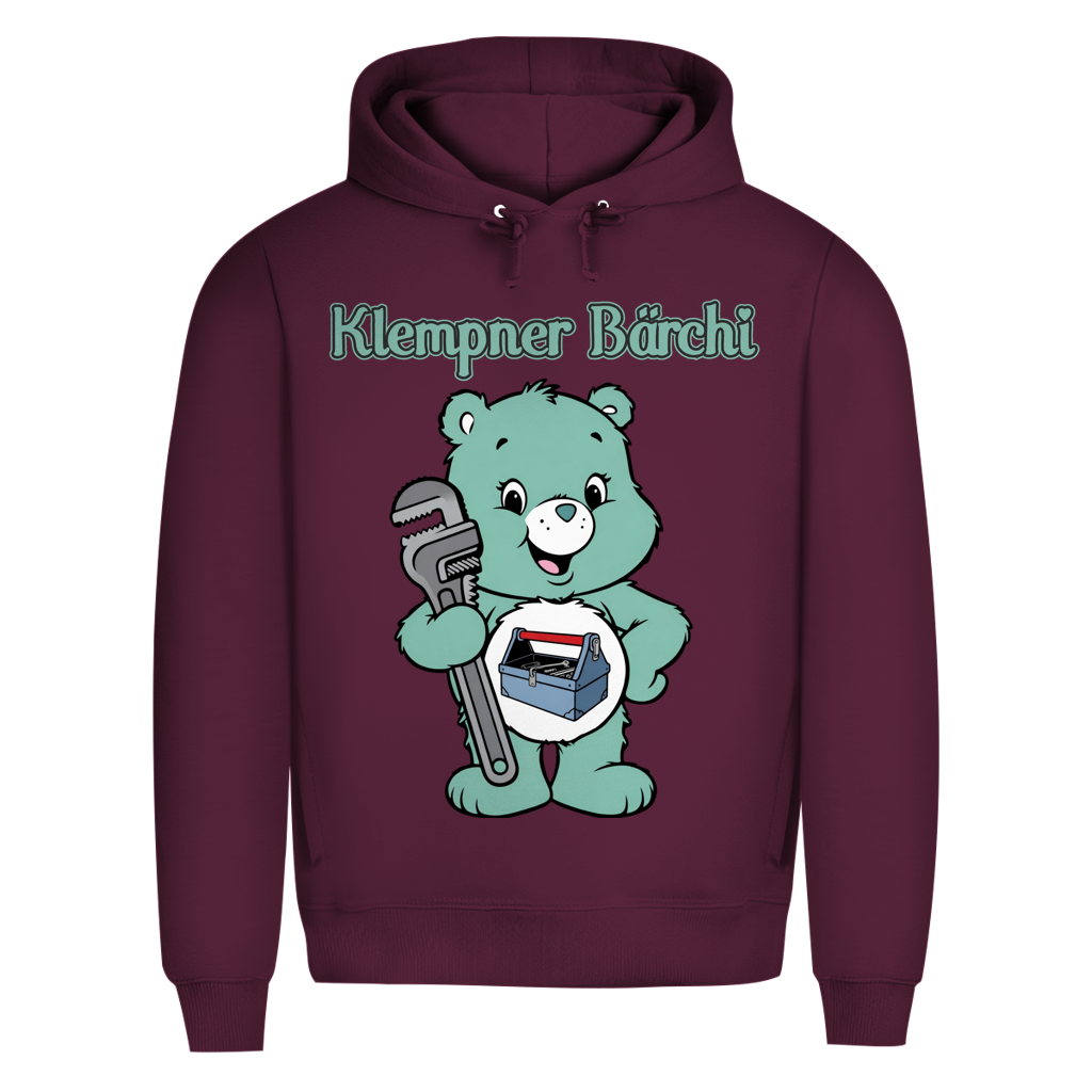 Klempner Bärchi - Glücksbärchi - Herren Premium Bio Hoodie Burgundy