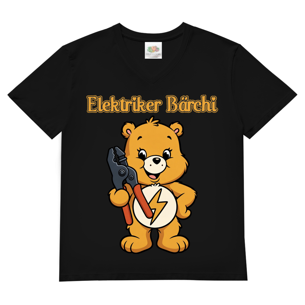 Elektriker Bärchi - Glücksbärchi - Herren V-Neck T-Shirt Black