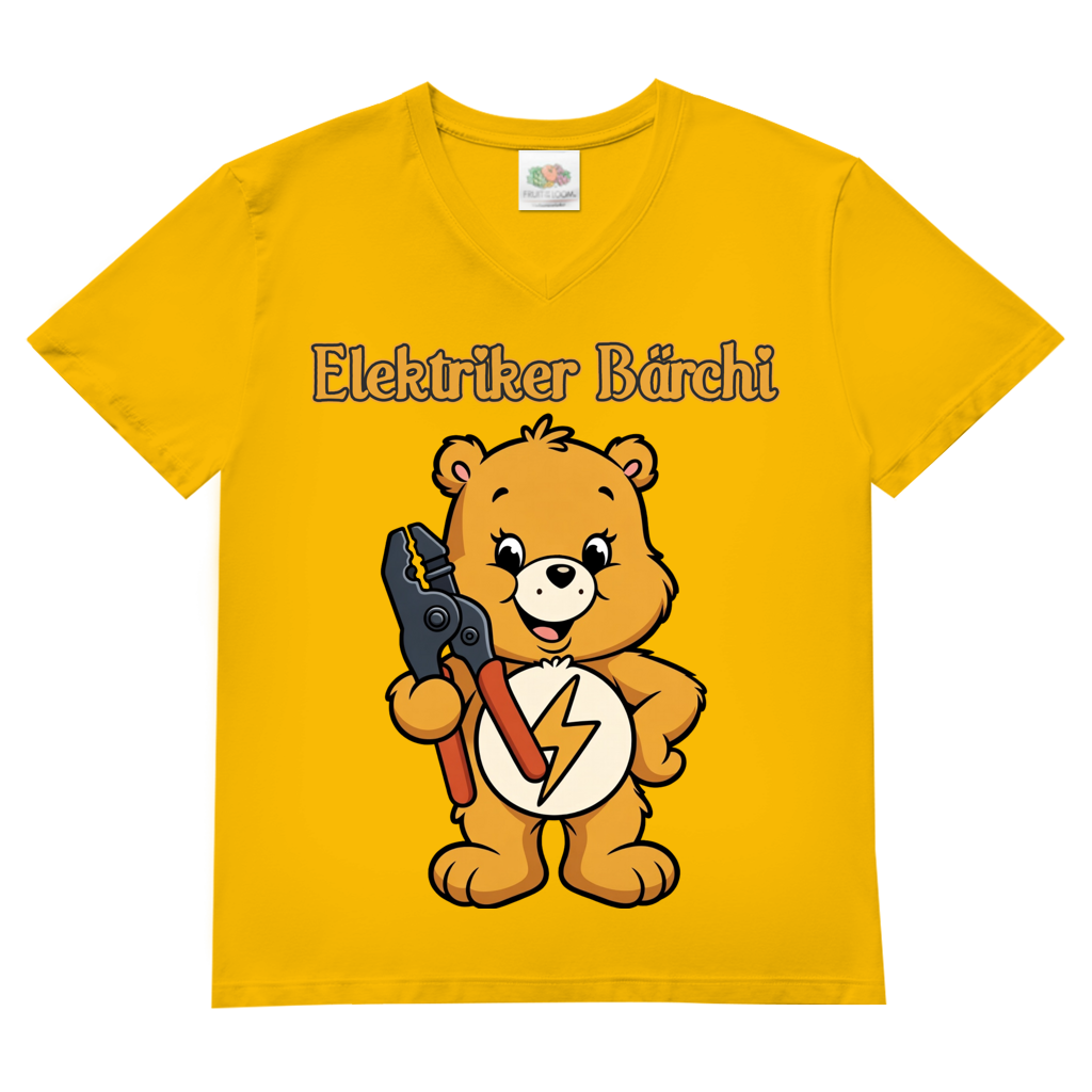 Elektriker Bärchi - Glücksbärchi - Herren V-Neck T-Shirt Sunflower