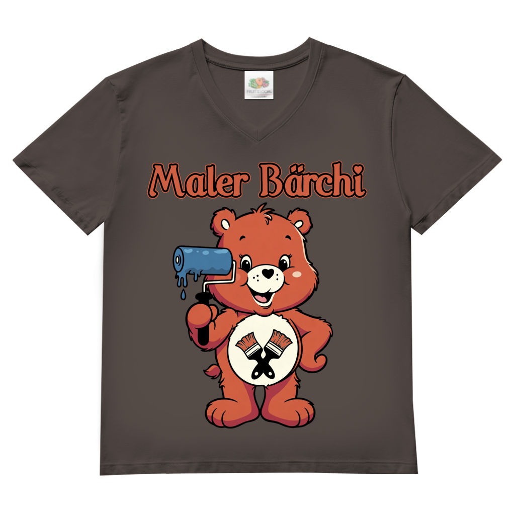 Maler Bärchi - Glücksbärchi - Herren V-Neck T-Shirt Light Graphite Solid