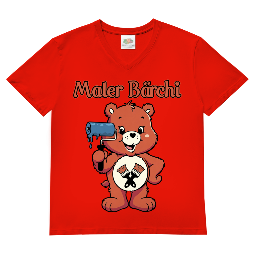 Maler Bärchi - Glücksbärchi - Herren V-Neck T-Shirt Red