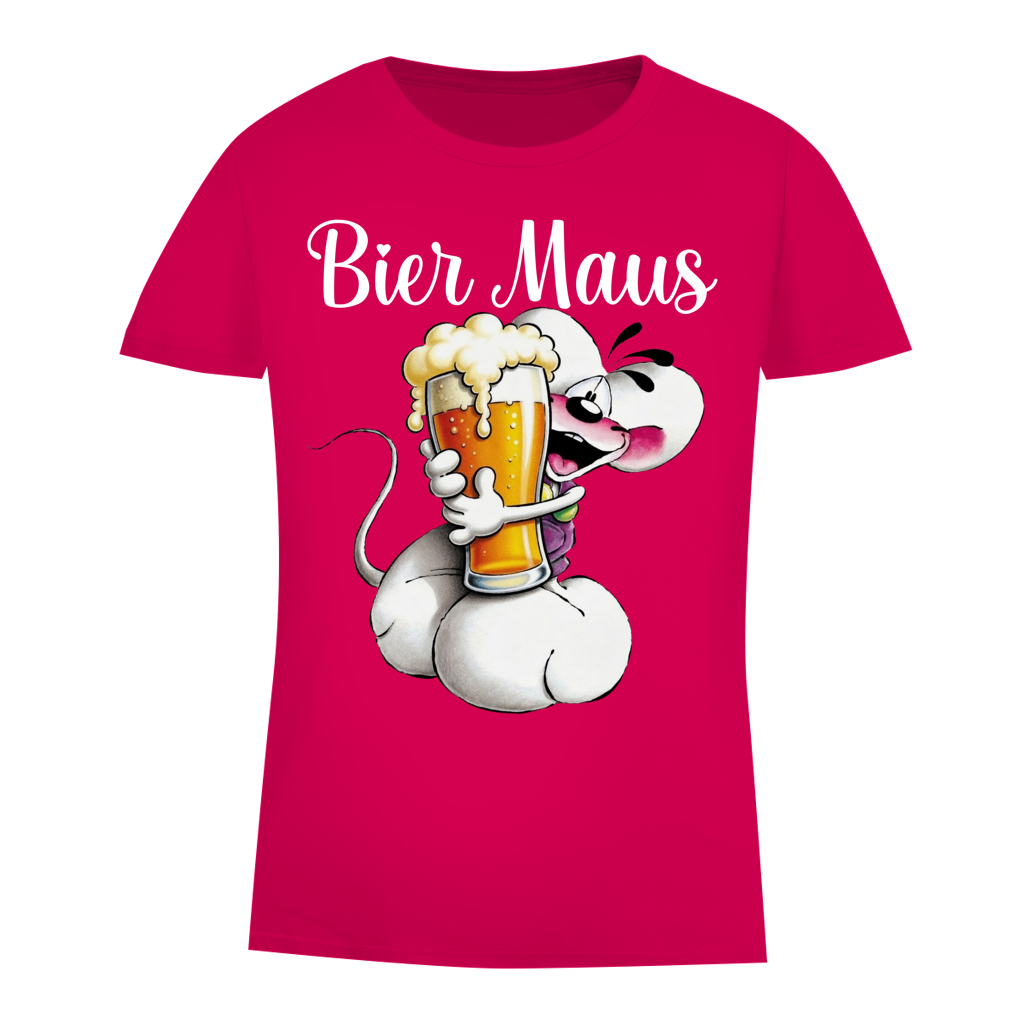 Bier Diddl Maus - Damen Premium Bio T-Shirt Fuchsia