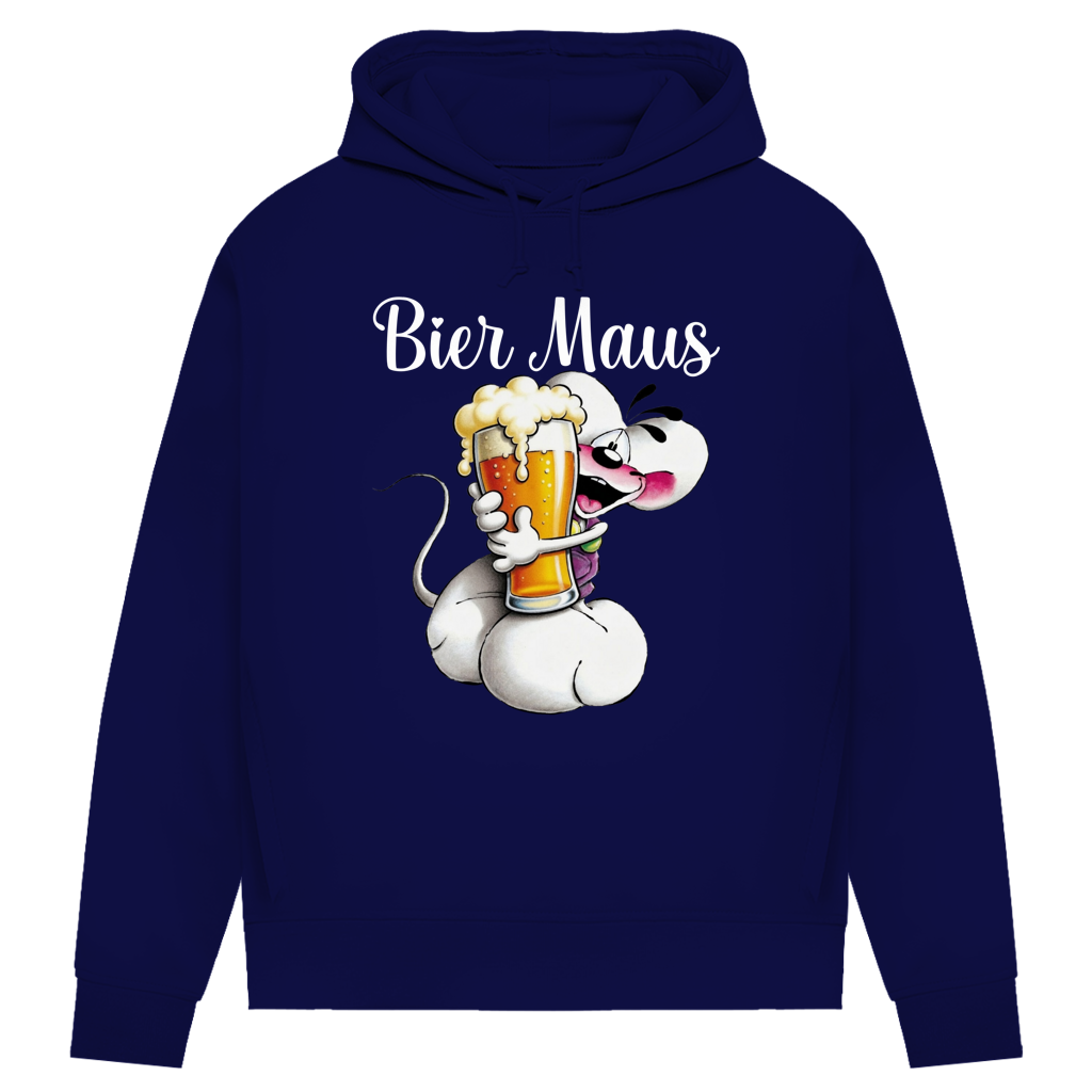 Bier Diddl Maus - Damen Premium Bio Hoodie Navy Blue