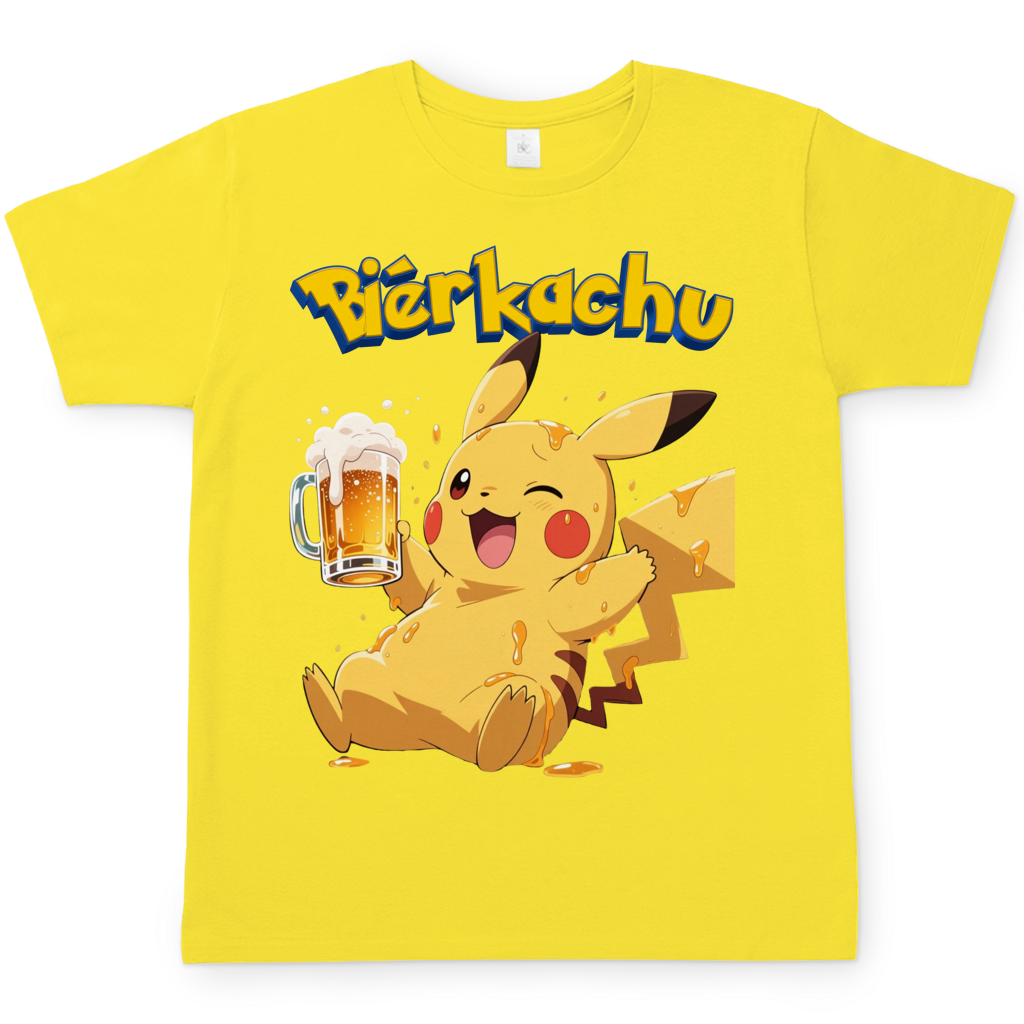 Bierkachu Pikachu Pokemon - Herren T-Shirt Solar Yellow
