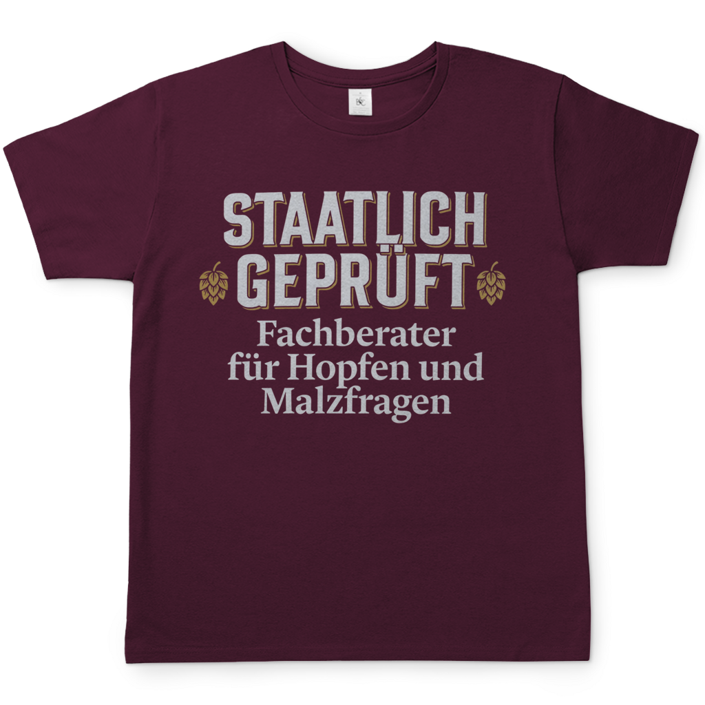 Fachberater für Hopfen und Malzfragen - Staatlich geprüft - Herren T-Shirt Burgundy