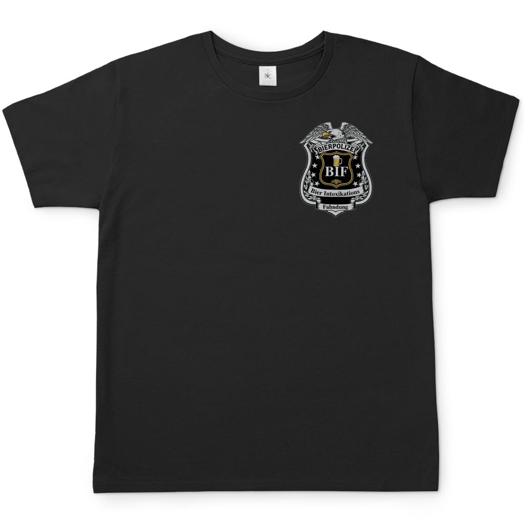 Bierpolizei BIF Bier Intoxikations Fahndung - Beidseitiger Druck - Herren T-Shirt Black