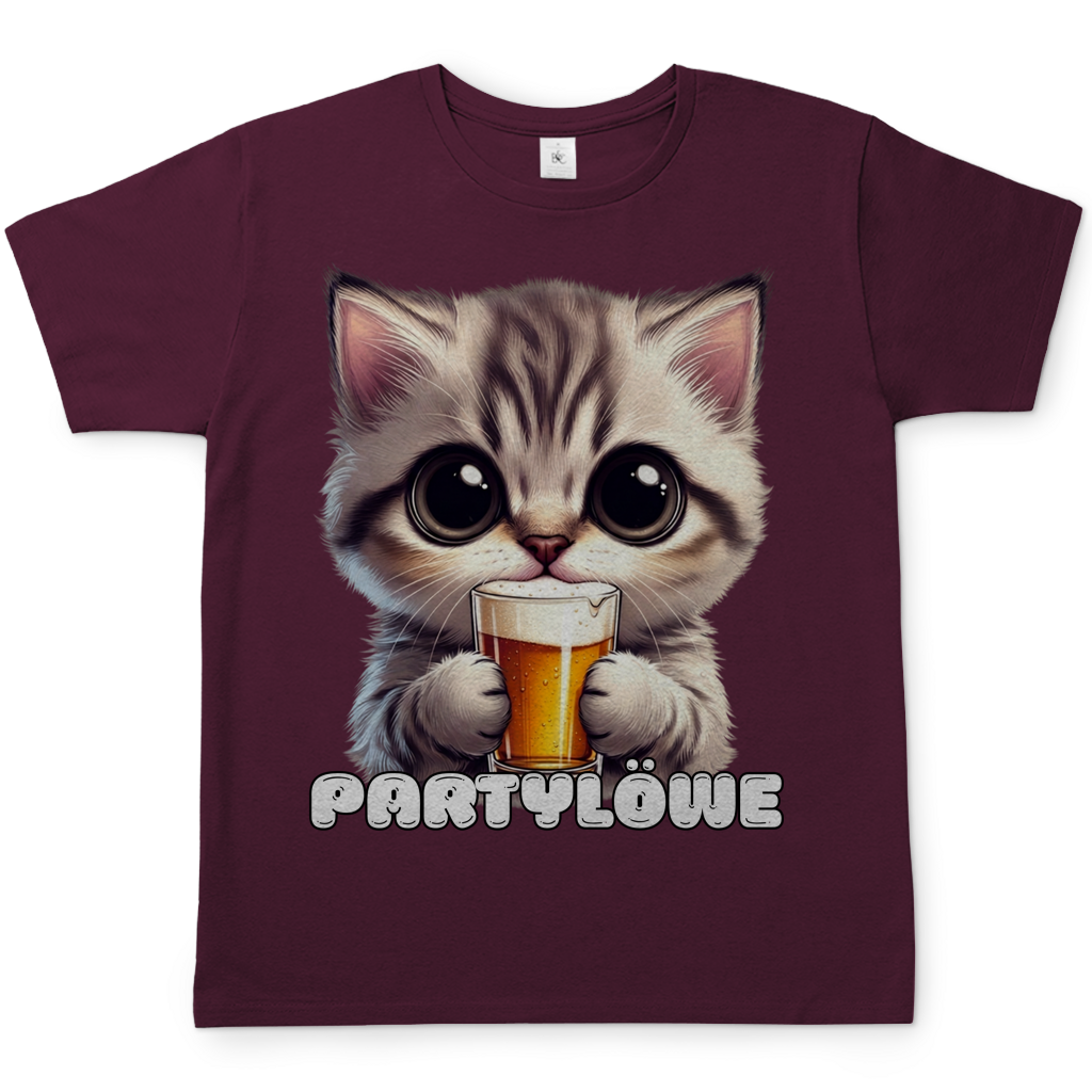 Partylöwe Kätzchen - Herren T-Shirt Burgundy