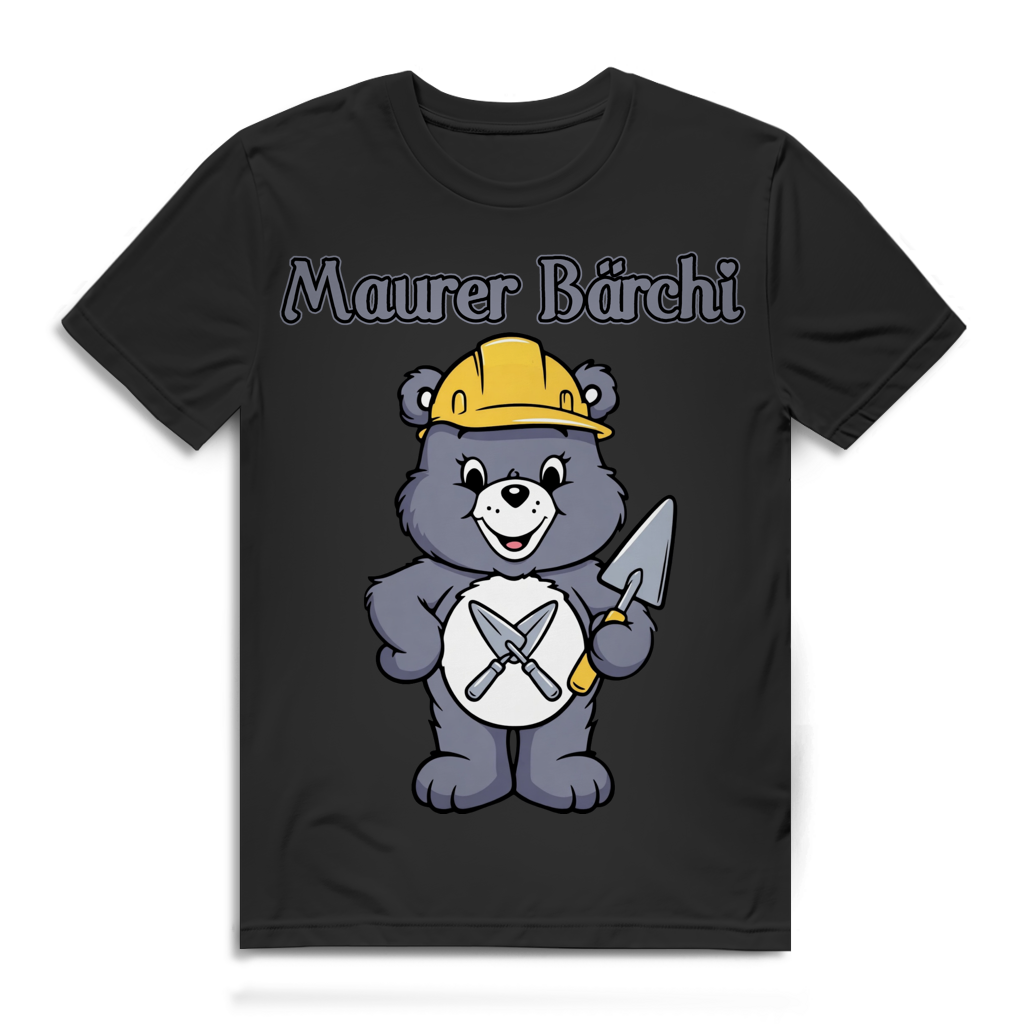 Maurer Bärchi T-Shirt Herren – Lustiges Handwerker Shirt Männer Geschenk Baustelle Black
