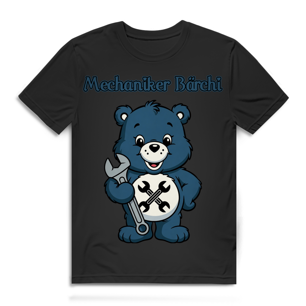 Mechaniker Bärchi T-Shirt Herren | Glücksbärchi Schrauber Bio Shirt Black