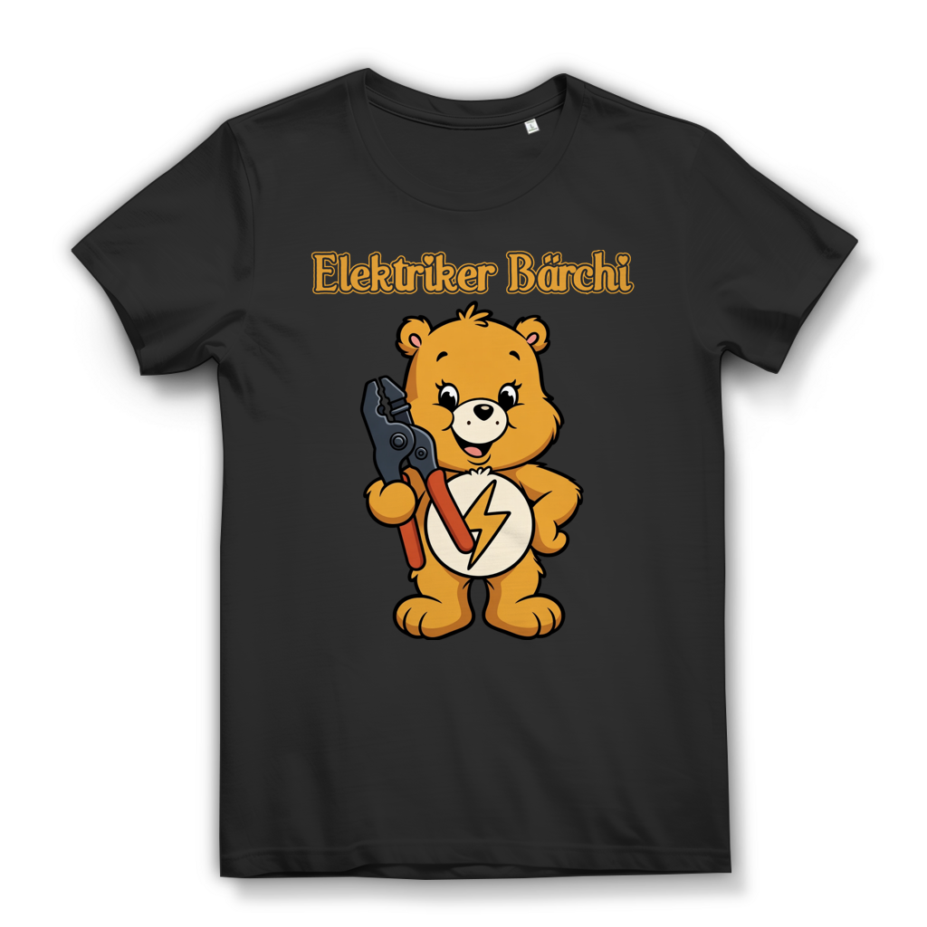 Elektriker Bärchi T-Shirt Damen | Glücksbärchi Elektrikerin Bio Shirt Black