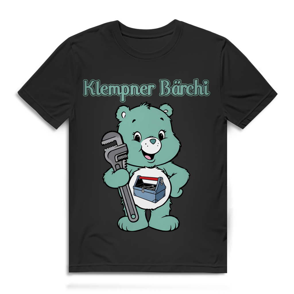 Klempner Bärchi T-Shirt Herren – Lustiges Installateur Shirt Männer Geschenk Sanitär Black