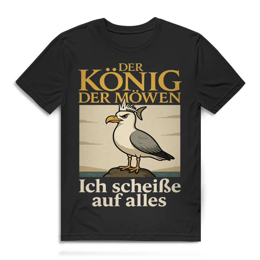 König der Möwen Ich scheiße auf alles – Herren T-Shirt lustiges Sarkasmus Shirt Männer Black
