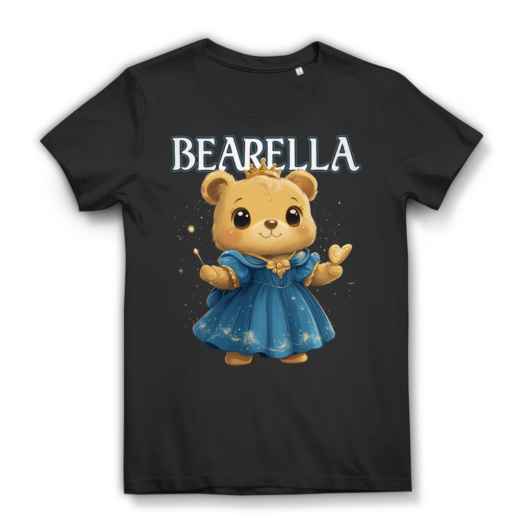 Bearella Damen T-Shirt Bär Prinzessin Märchen Cartoon Bio Baumwolle