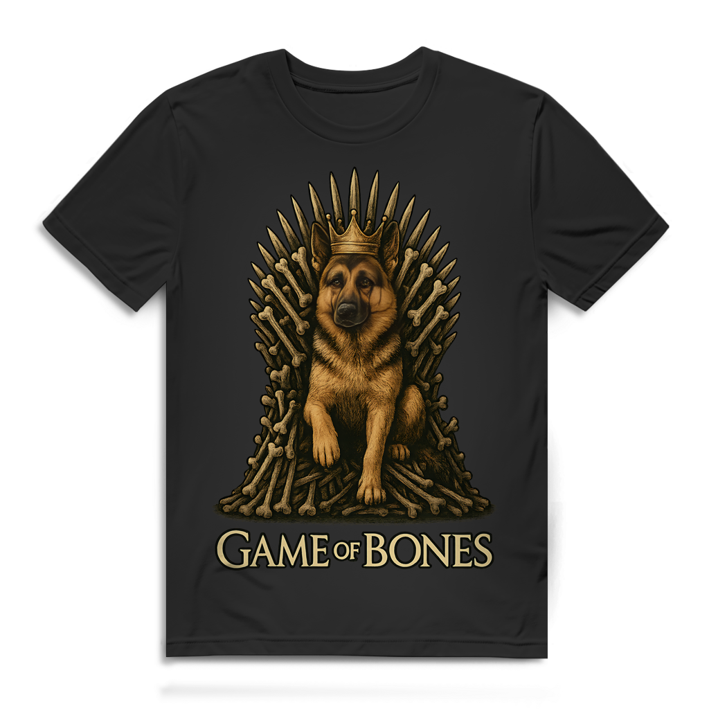 Game of Bones Herren T-Shirt Schäferhund Krone Thron Hundebesitzer