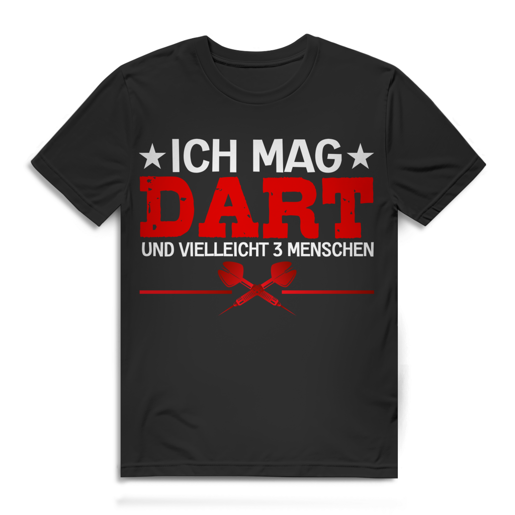 Ich mag Dart und vielleicht 3 Menschen Dartspieler Darten Herren T-Shirt