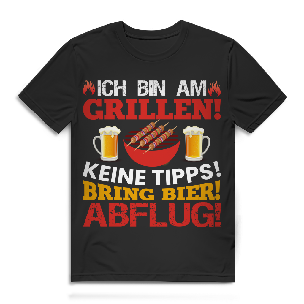 Ich bin am Grillen Keine Tipps Bring Bier Abflug Herren T-Shirt Baumwolle