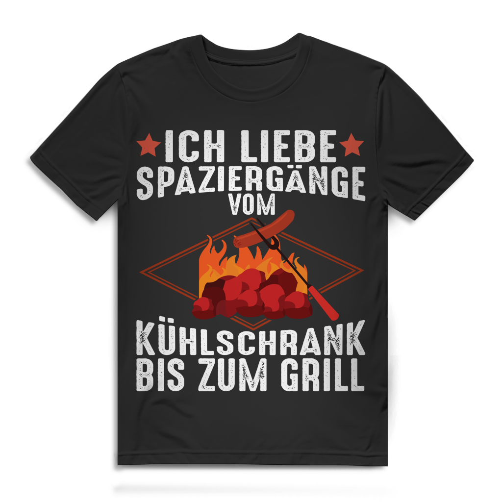 Ich liebe Spaziergänge vom Kühlschrank bis zum Grill Herren T-Shirt