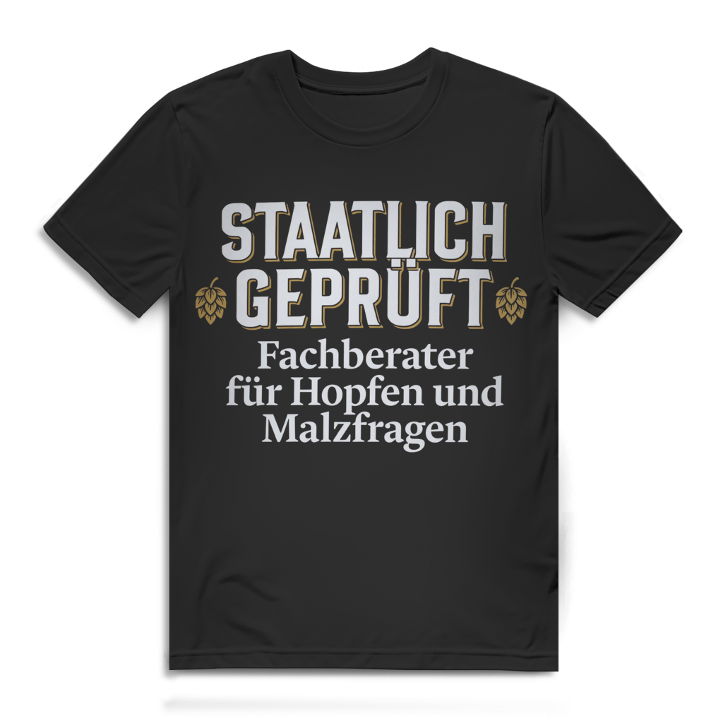 Staatlich geprüft Fachberater Hopfen Malz Herren T-Shirt Black