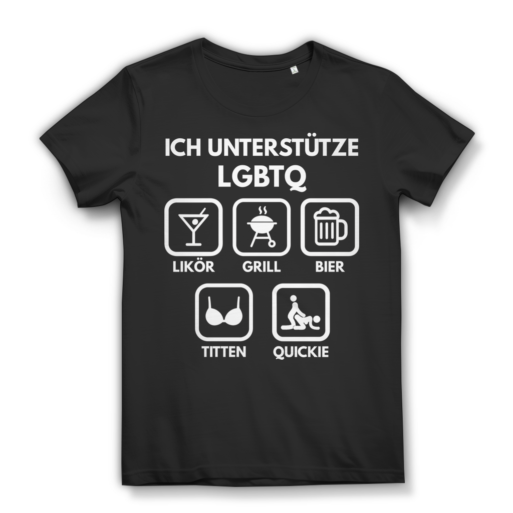 Ich unterstütze LGBTQ Likör Grill Bier Titten Quickie Damen T-Shirt Black