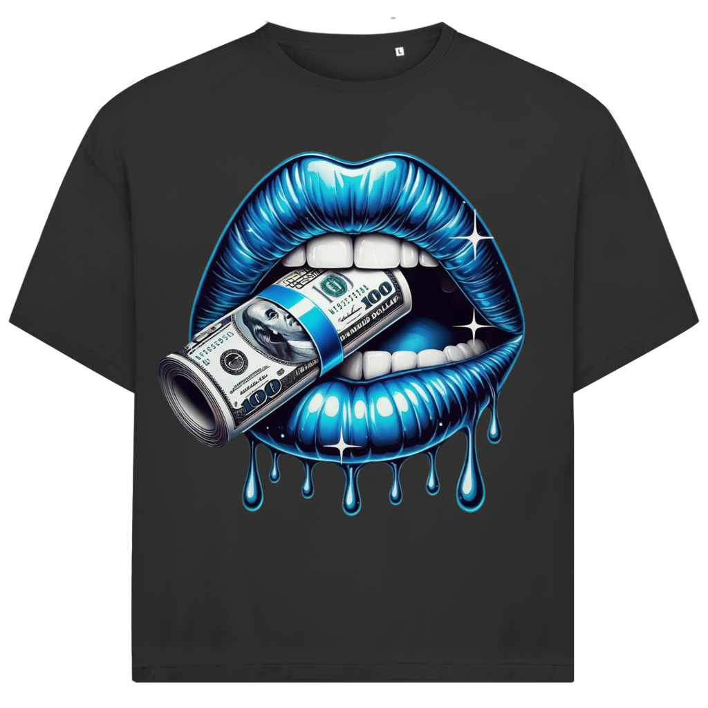 Jack & Jones Oversize Blue Money Lips Herren T-Shirt Black