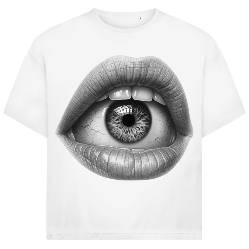 Jack and Jones Surreales Lippen Auge Herren T-Shirt White