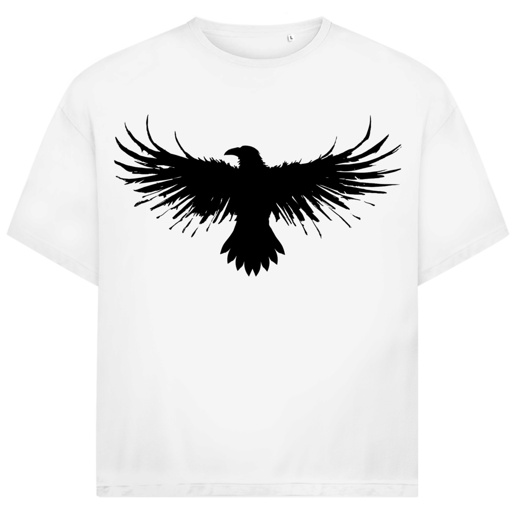 Jack and Jones Schwarzer Rabe ausgebreitete Flügel Oversized Herren T-Shirt