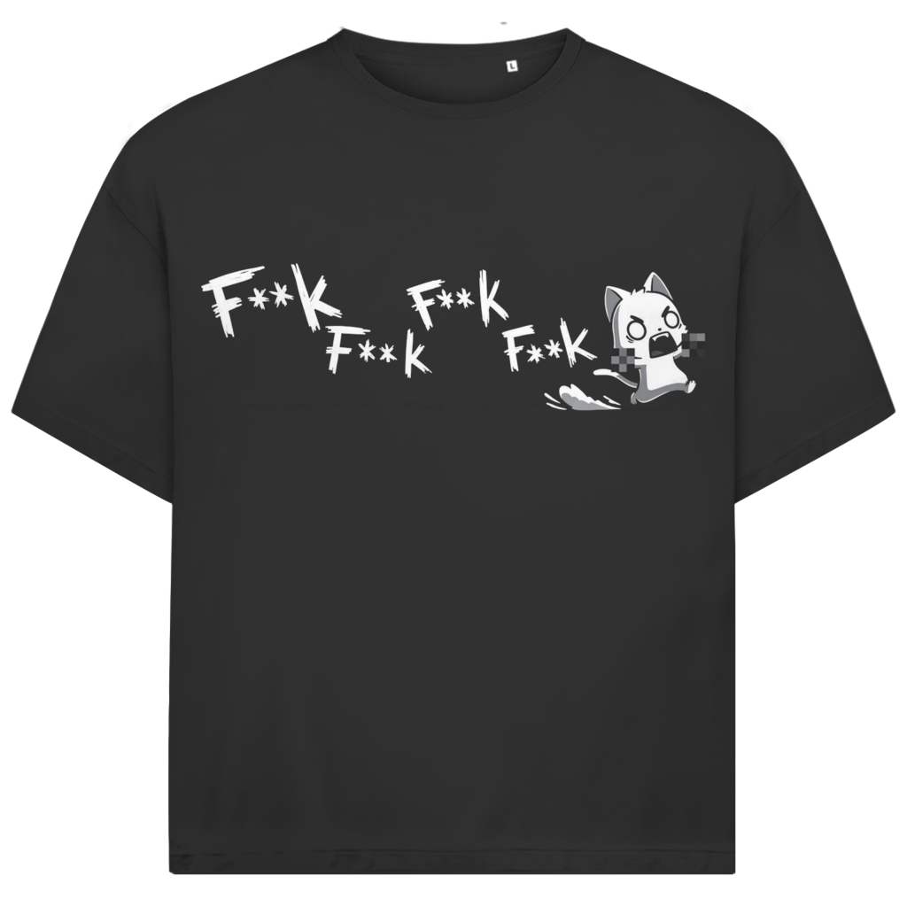 Jack & Jones Herren T-Shirt Angry Running Cat Katze Fun Meme Oversized