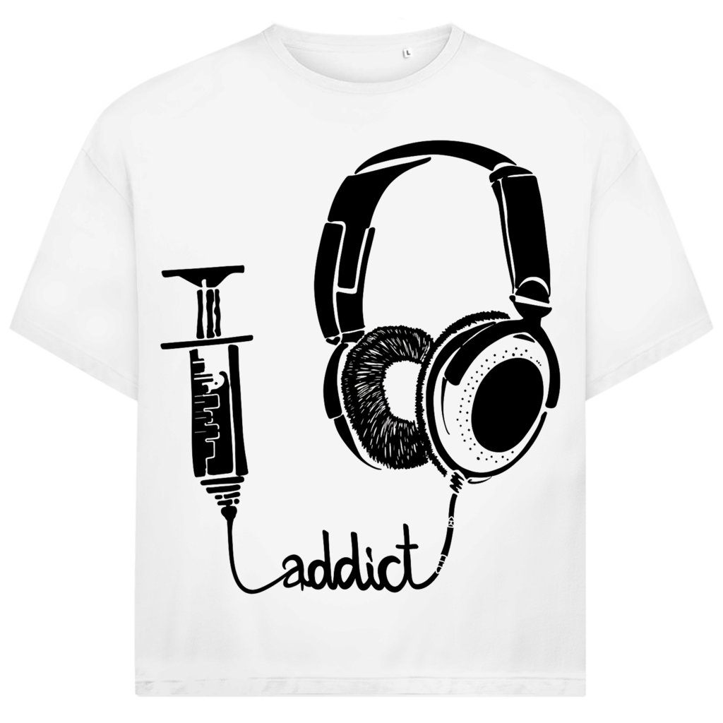 Jack & Jones Herren T-Shirt Music Addict Kopfhörer Spritze Oversized