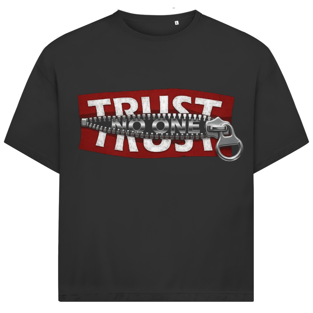 Jack & Jones Herren T-Shirt Trust No One Reißverschluss Rot Oversized