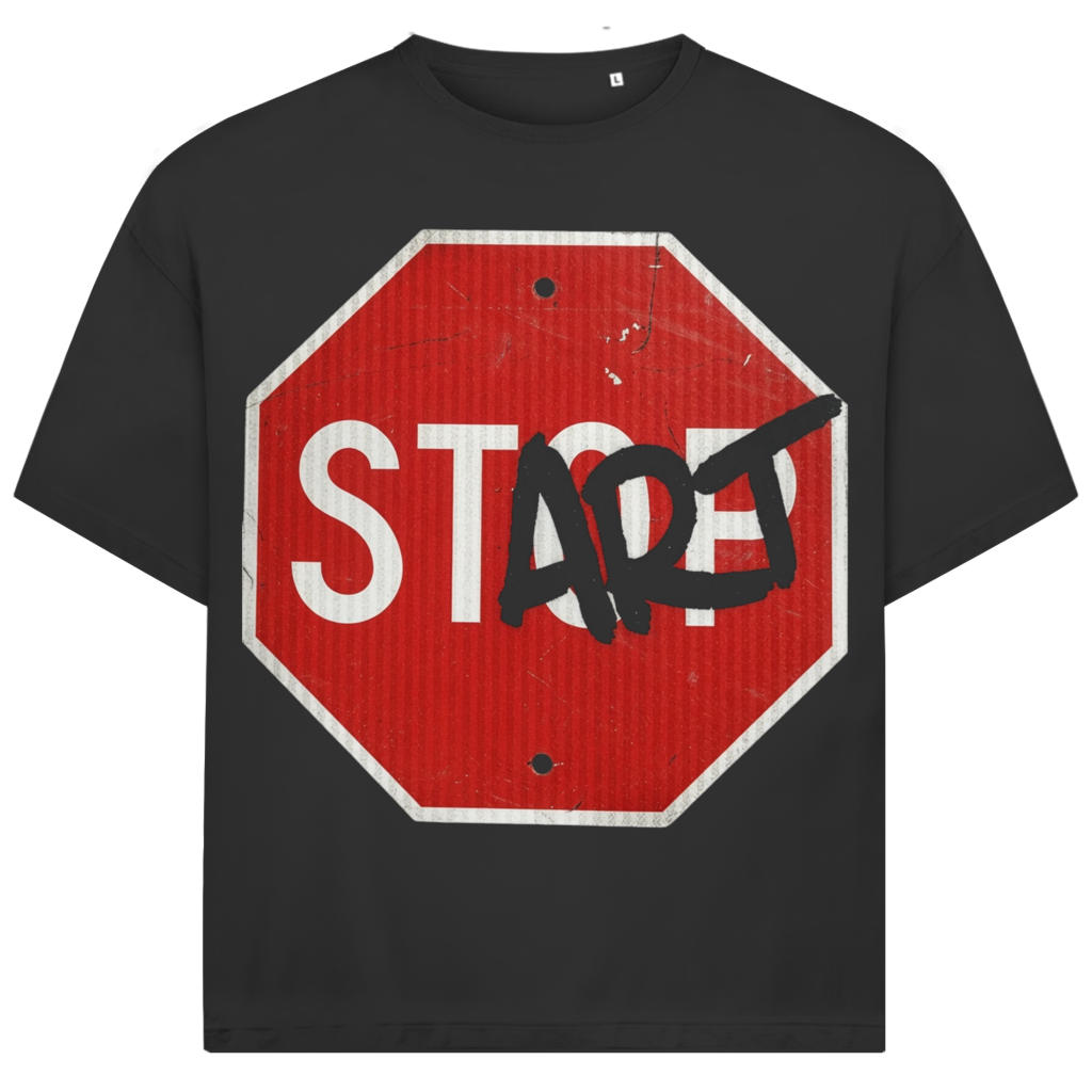 Jack & Jones Herren T-Shirt Stop Start Art Graffiti Schild Oversized