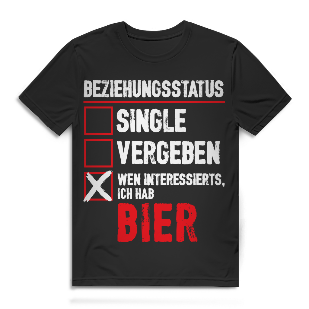 Beziehungstatus egal ich hab Bier Shirt – Lustiges Männer T-Shirt aus Bio-Baumwolle Black