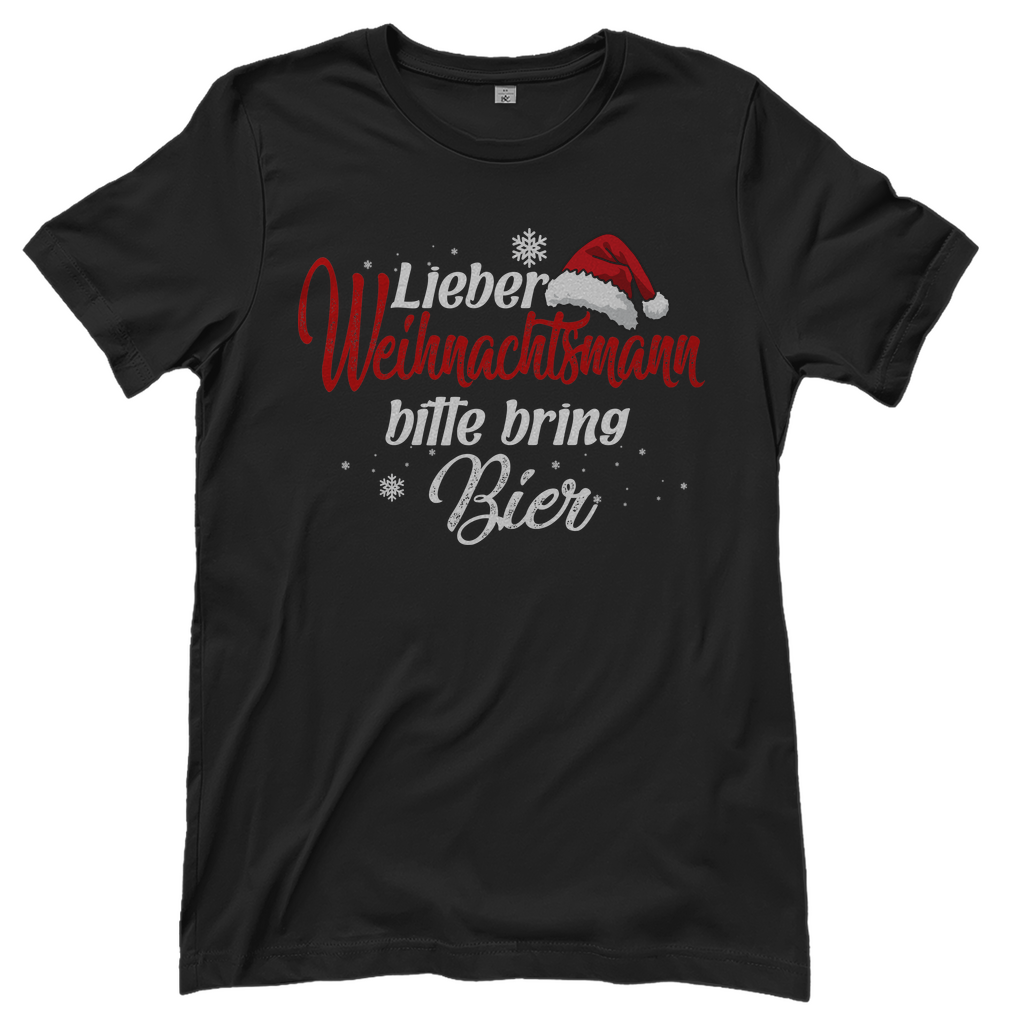 Lieber Weihnachtsmann Partnerlook - bitte bring Bier - Damenshirt Black