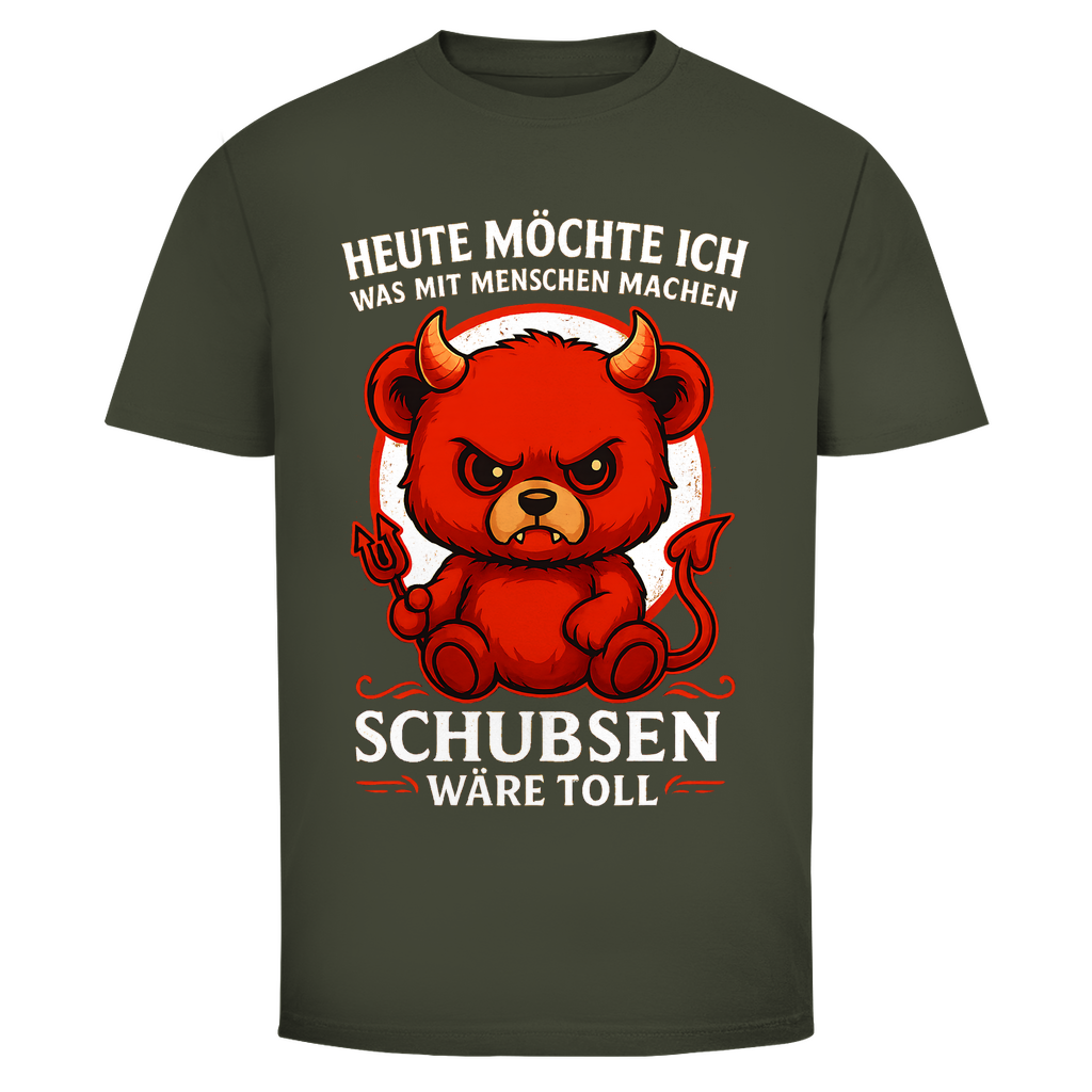 Heute möchte ich was mit Menschen machen Schubsen wäre toll Herren T-Shirt Urban Khaki