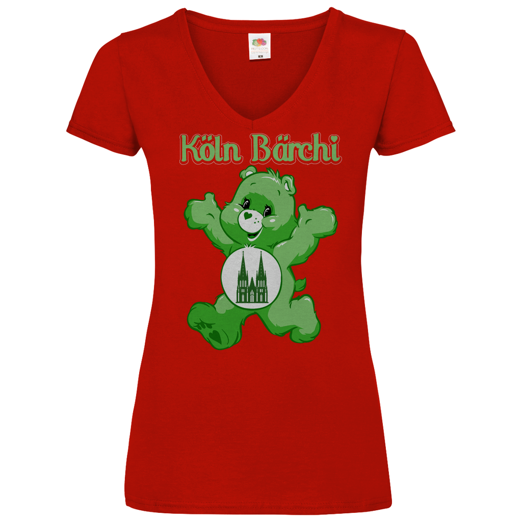 Köln Bärchi - Glücksbärchi - V-Neck Damenshirt Red
