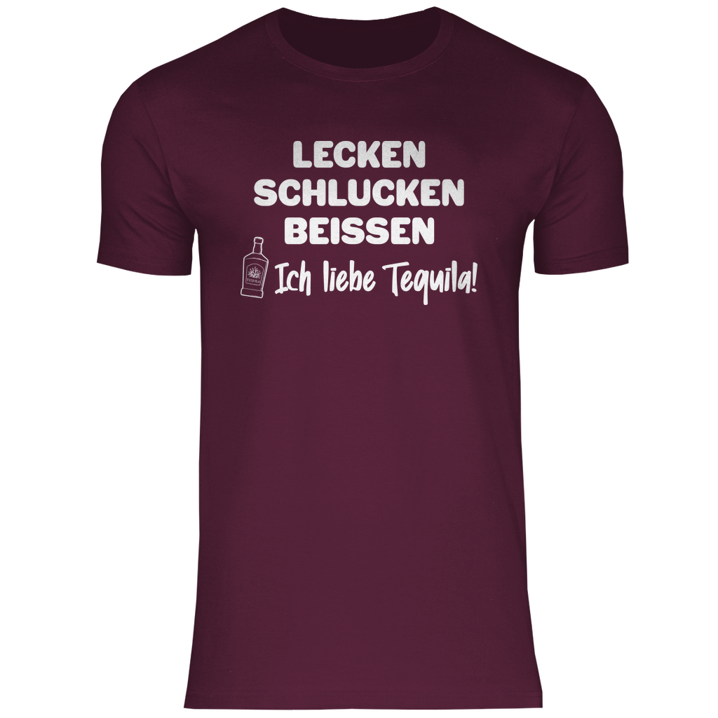 Lecken Schlucken Beissen ich liebe Tequila - Herren Shirt Burgundy