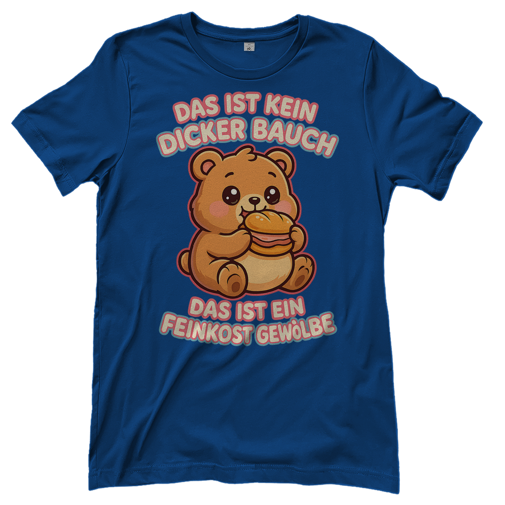Damen T-Shirt Das Ist Kein Dicker Bauch Das Ist Ein Feinkost Gewölbe Teddybär Royal Blue