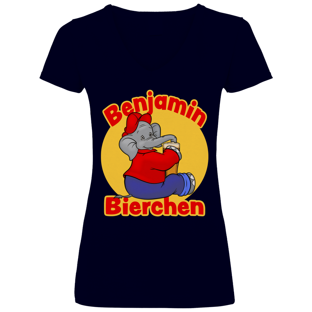 Benjamin Blümchen Bierchen - V-Neck Damenshirt Deep Navy
