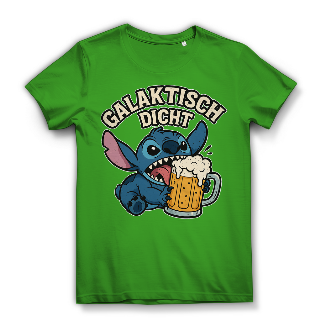 Stitch Galaktisch Dicht Bier Alien - Damen Premium Bio T-Shirt Real Green