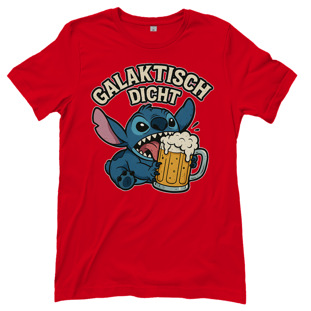Stitch Galaktisch Dicht Bier Alien - Damen T-Shirt Red