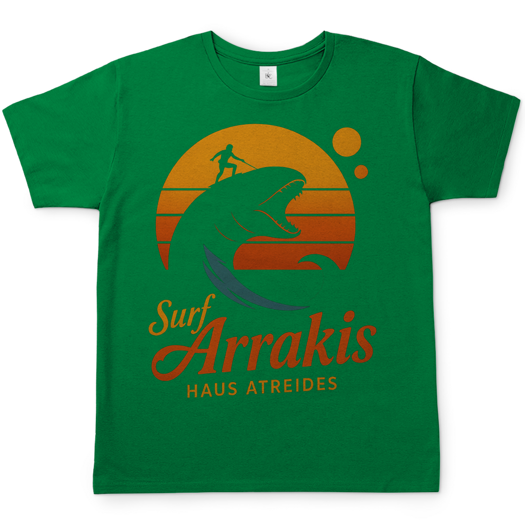 Surf Arrakis Sandwurm Retro Vintage Dune Haus Atreides - Herren T-Shirt Kelly Green