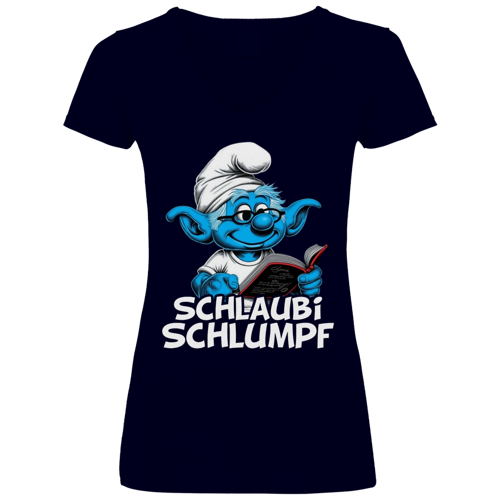 Schlaubi Schlumpf Grafik - V-Neck Damenshirt