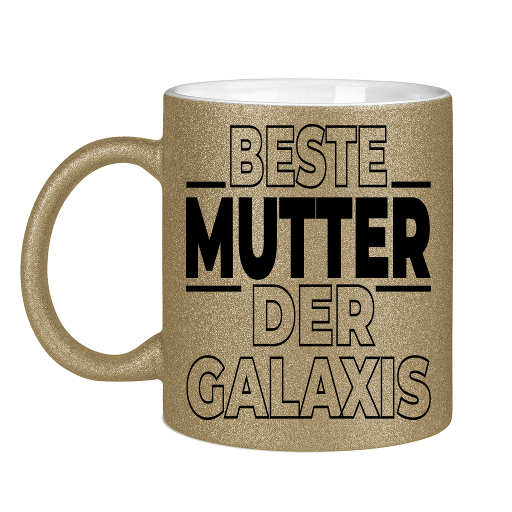 Beste Mutter der Galaxis - Glitzertasse Dark Gold Glitter One size