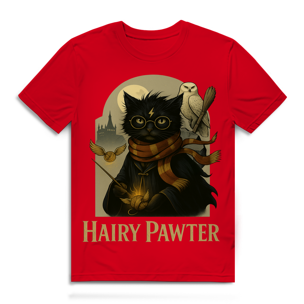 Hairy Pawter Harry Potter Katze - Herren Premium Bio T-Shirt Red