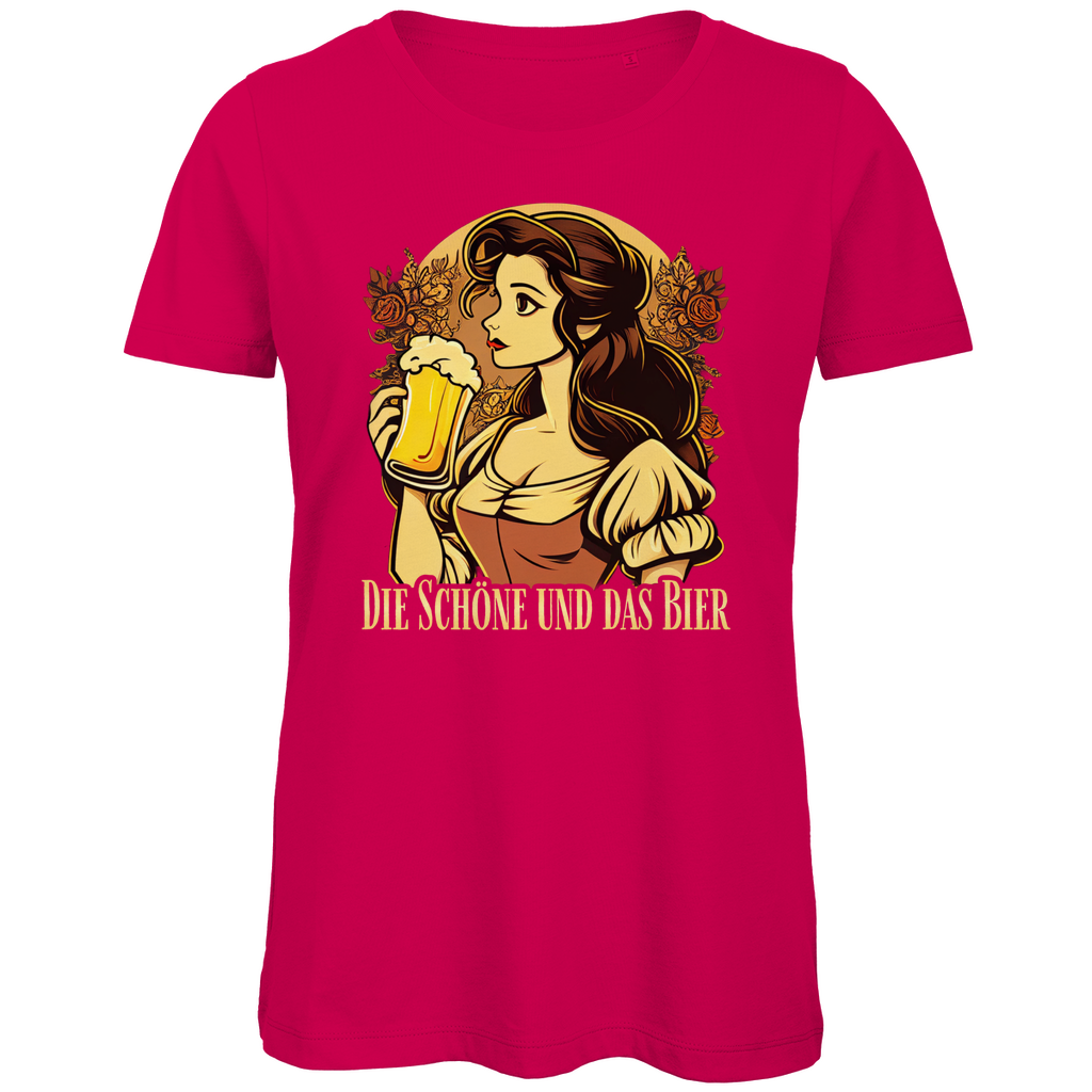 Die Schöne und das Bier Belle - Damen Premium Bio T-Shirt Fuchsia