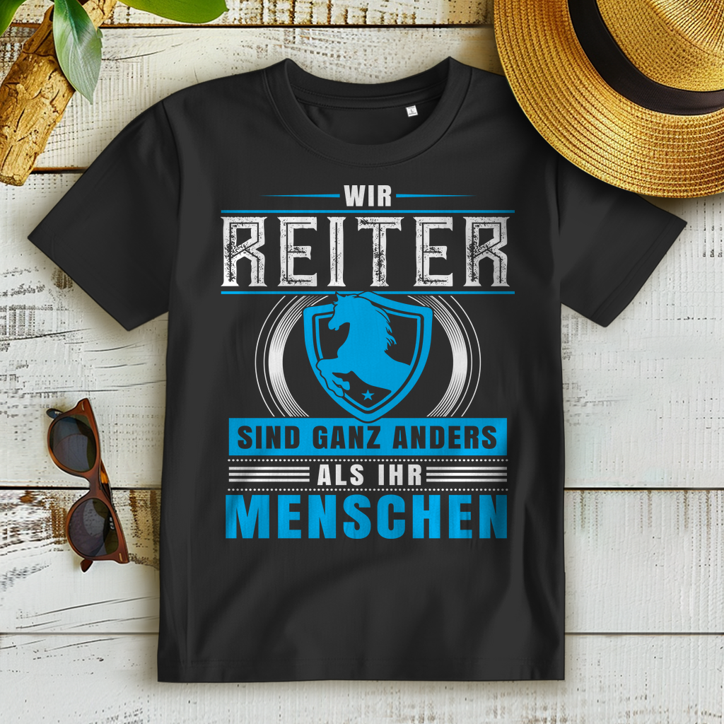 Reiterin Spruch Shirt – Wir sind anders als ihr Menschen – Bio Baumwolle Damen